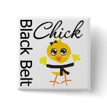 Black Belt Chick Button