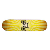Black Bicycle; Yellow Background Skateboard