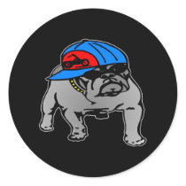 Black Biker Bulldog Sticker