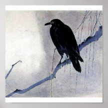Black bird raven antique art print