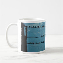 Black Birds on a Wire Art Mug by Rachel Dickson