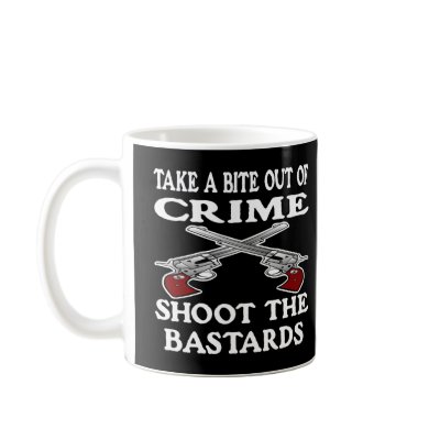 Black Bite Out Crime Bastards Mugs by WhiteTiger_LLC