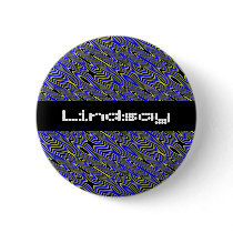 Black blue and yellow Swirlies Pattern Custom Name