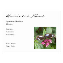 Black Blue Butterfly Pink Fower Business Card Template