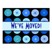 Black & Blue Circle We've Moved Contact Post Cards