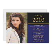 Black, Blue & Gold Photo Graduation Invitation