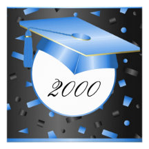 Black Blue Graduation Inviation Custom Announcement