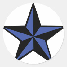 black-blue star icon round stickers