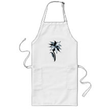 Black Blue & White Swirly Flower by Naomi Aprons