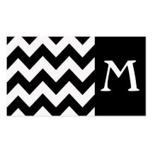 Black Bold Chevron Monogram Business Card