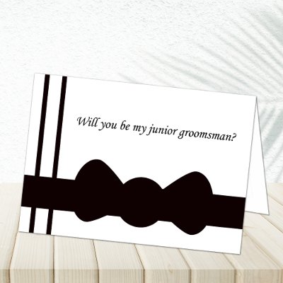 Black Bow tie Junior Groomsmen Cards by KathyHenis