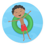 Black boy on inflatable ring pool stickers