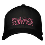 Black "Breast Cancer Survivor" Hat Embroidered Hat