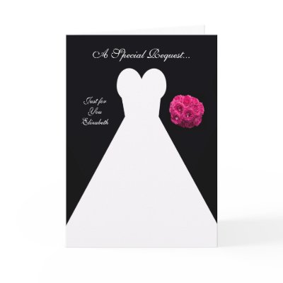 Black Bridesmaid Invitation Card -- Bridal Gown by KathyHenis