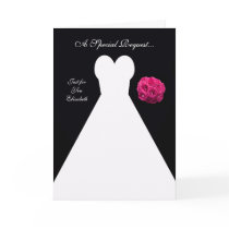 Black Bridesmaid Invitation Card -- Bridal Gown