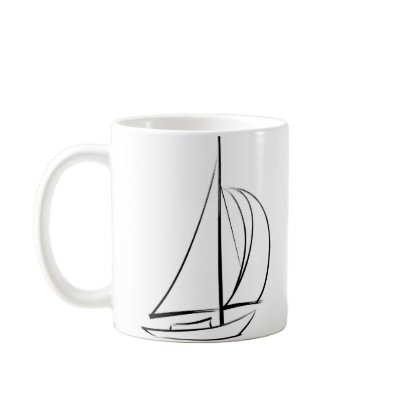 Black Brushstroke Sailboat Mugs by White_Wedding
