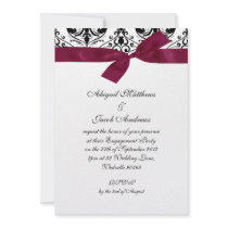 Black Burgundy Ribbon Engagement Party Invitation