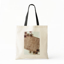 Black Burlap and daisies flowers Tote Bag