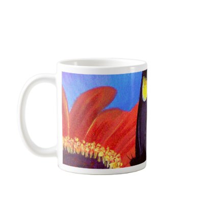 Black Butterfly Daisy Painting - Multi Coffee Mug by JUDERM