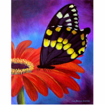 Black Butterfly Daisy Painting - Multi Cut Out