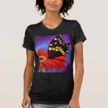 Black Butterfly Daisy Painting - Multi Tshirt
