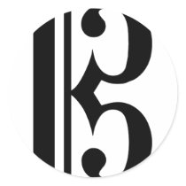 Black C Clef Round Stickers