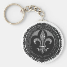 Black Cameo Fleur de lis Key Chain