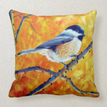 Black-Capped Chickadee Throw Pillow