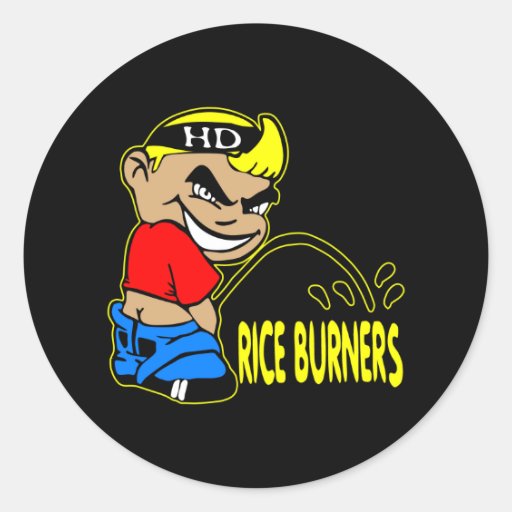 Black Cartoon Boy P Riceburners New Round Sticker