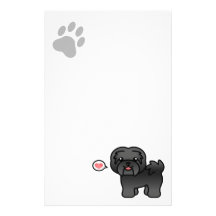 Black Cartoon Havanese Love Custom Stationery