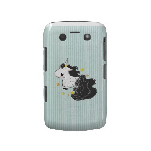 Black cartoon unicorn stars BlackBerry Bold Case