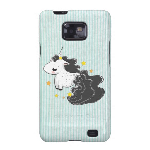 Black cartoon unicorn stars Samsung Galaxy Case