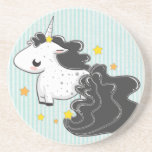 Black cartoon unicorn with stars coaster coasters