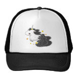 Black cartoon unicorn with stars hat hats