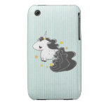 Black cartoon unicorn with stars iPhone 3G Case casemate cases
