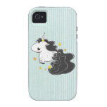 Black cartoon unicorn with stars iPhone 4 casemate cases