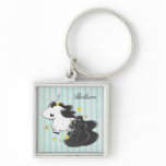 Black cartoon unicorn with stars keychain keychains