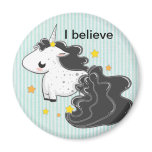 Black cartoon unicorn with stars magnet magnets