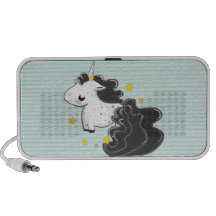 Black cartoon unicorn with stars speaker