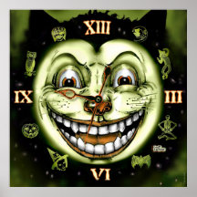 Black Cat 13 Clock Vintage Halloween Print
