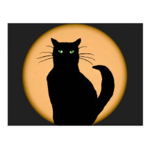 Black Cat Against the Rising Moon Postcard