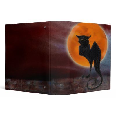 black cat and full moon notebook binders by dooni_notebooks