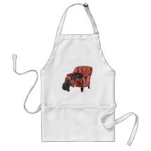 Black Cat and Scottish Terrier in a Red Chair Apron