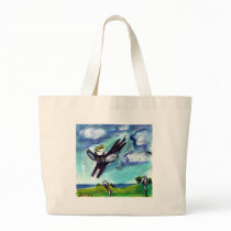 Black cat Angel Canvas Bag