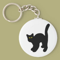 black cat arched back keychains