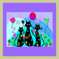 Black Cat Art  "Fantasy Cats of Summer" posters