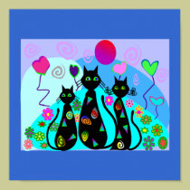 Black Cat Art  "Fantasy Cats of Summer" posters