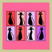 Black Cat Art Poster "Whimsical Dreams" posters