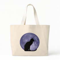 Black Cat, Blue Moon Tote Bags