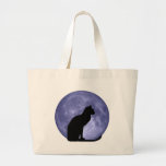 Black Cat, Blue Moon Tote Bags